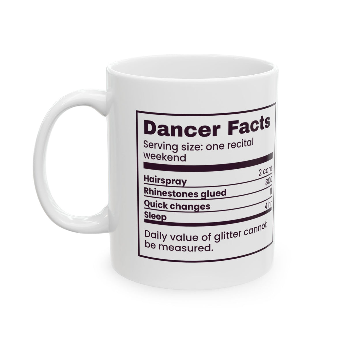 Funny Dance Coffee Mug Recital Weekend Nutrition Facts For Dancers