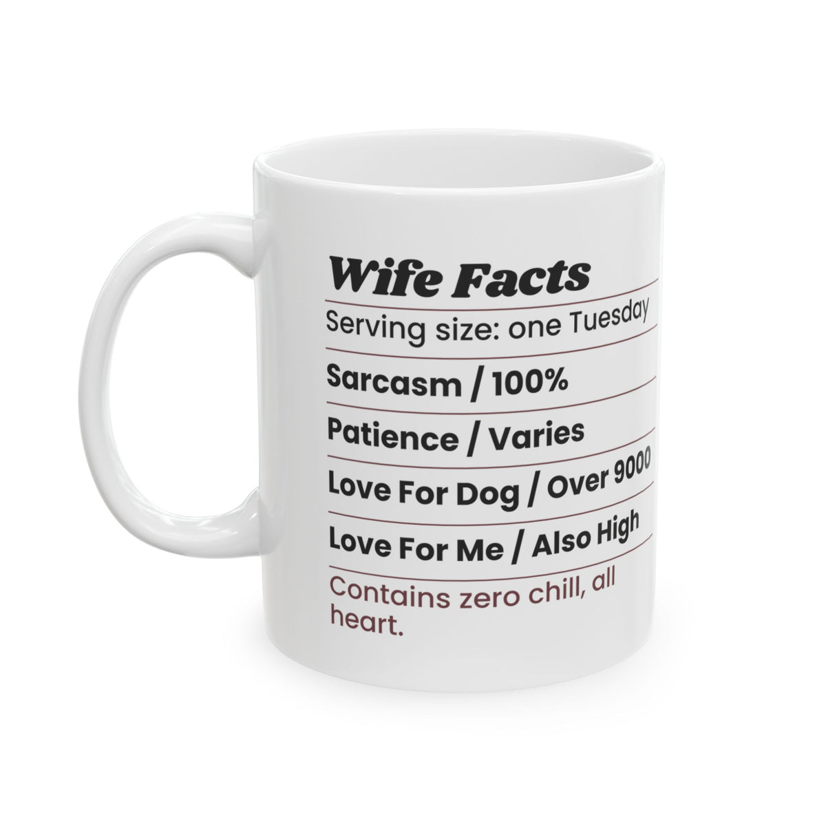 Funny Wife Coffee Mug Nutrition Facts Label For Wife