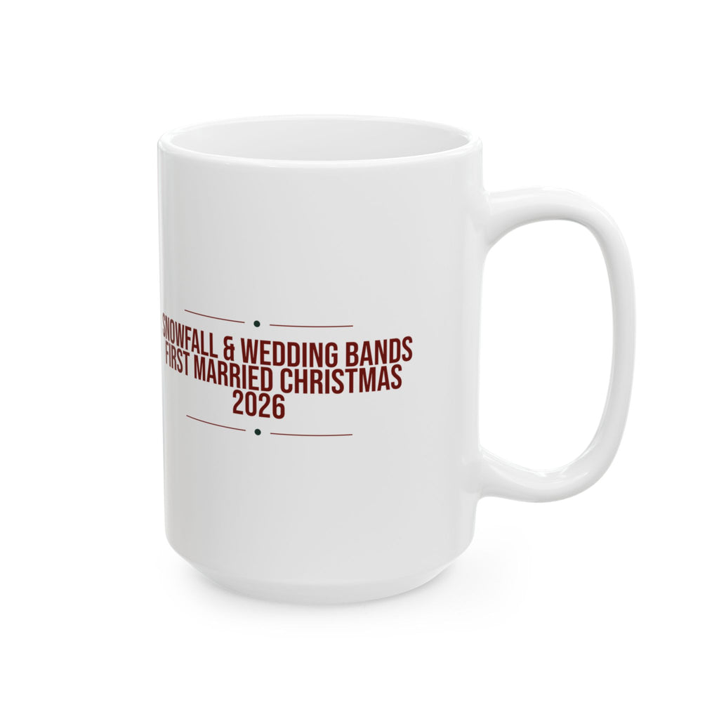 First Married Christmas Coffee Mug 2026 Snowfall And Wedding Bands