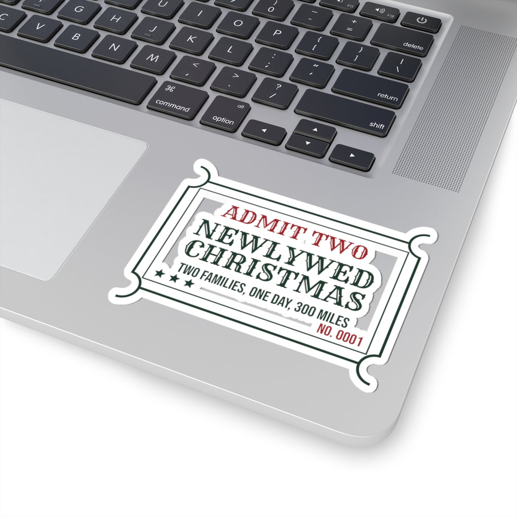 Funny Christmas Sticker Newlywed Christmas Two Families One Day