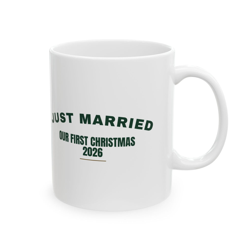 Just Married Our First Christmas 2026 Coffee Mug For Bride And Groom