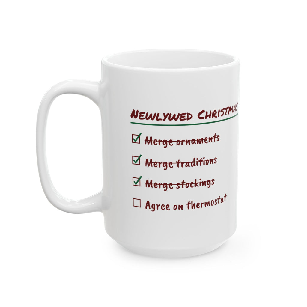 Funny Newlywed Christmas Coffee Mug Merged Everything Checklist