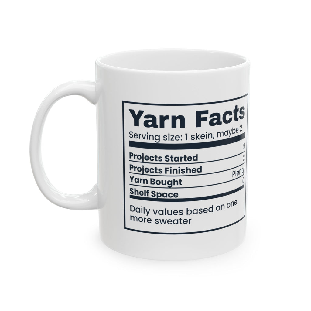 Funny Knitting Coffee Mug Yarn Facts Nutrition Label For Knitters