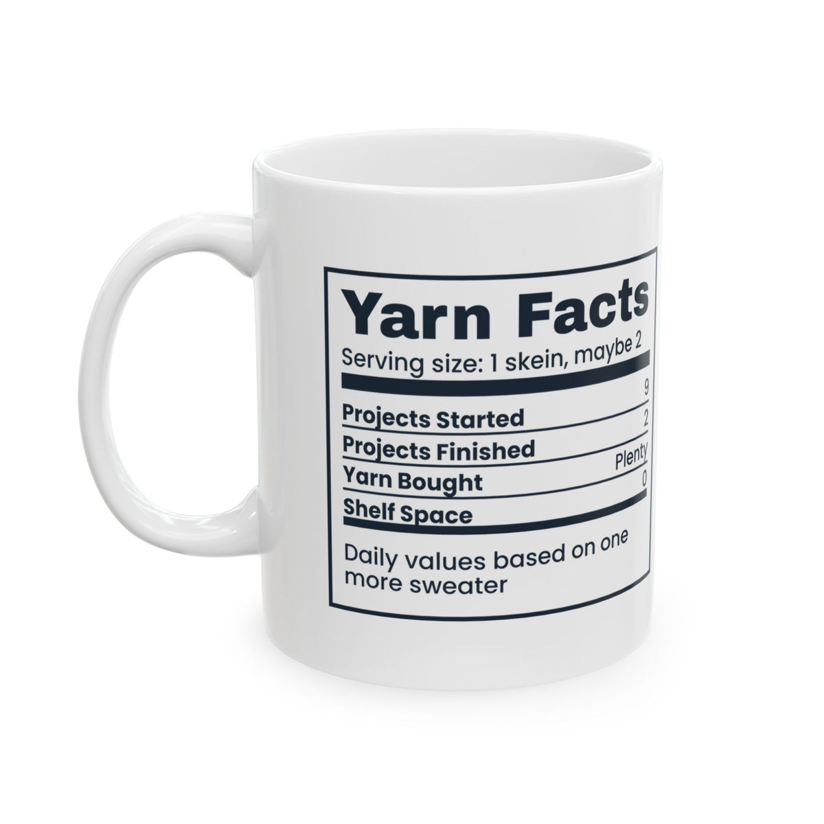Funny Knitting Coffee Mug Yarn Facts Nutrition Label For Knitters
