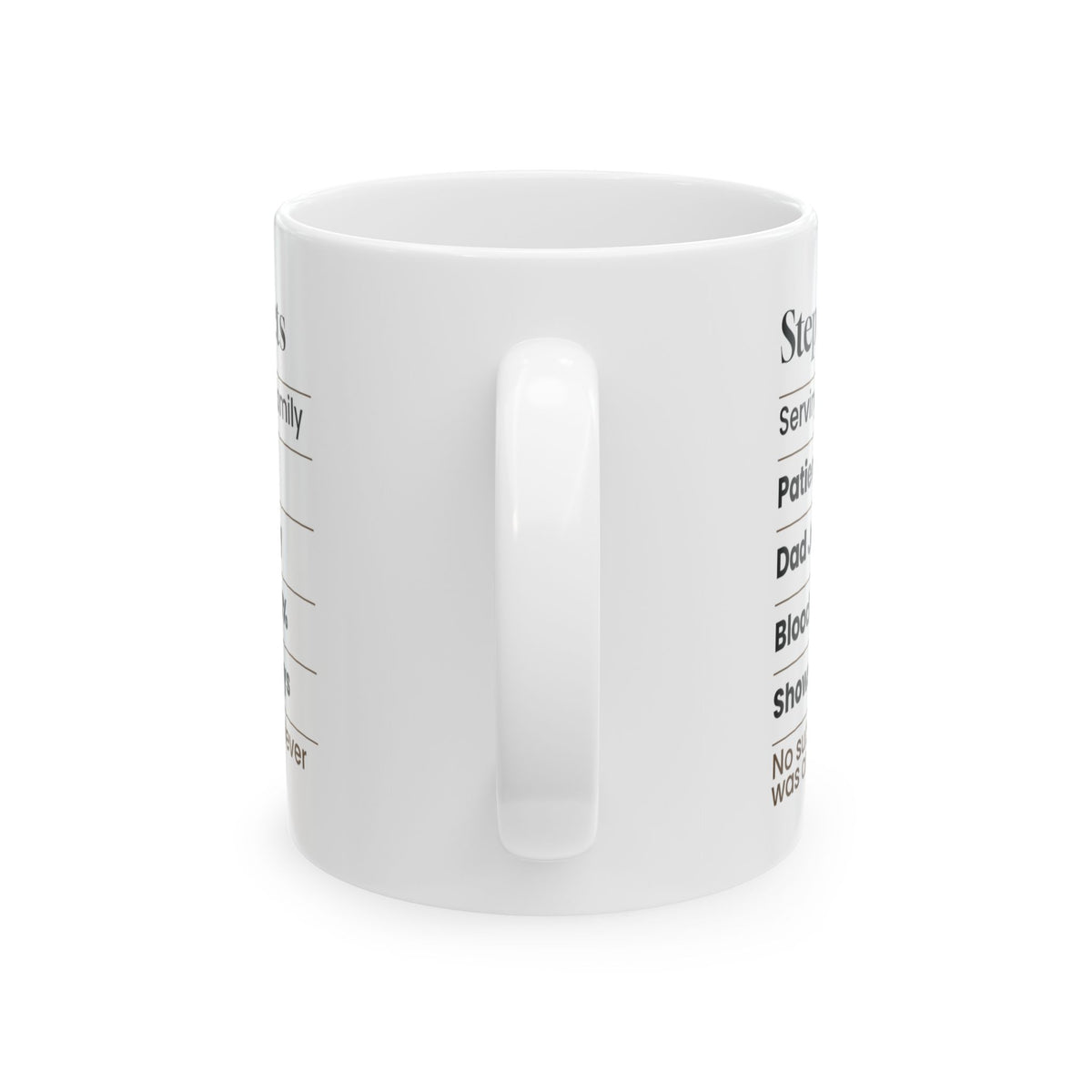Stepdad Facts Coffee Mug Funny Nutrition Label For Dads