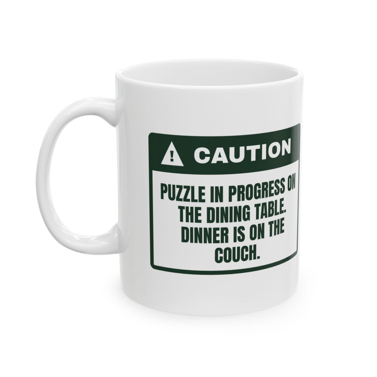 Funny Jigsaw Puzzle Coffee Mug Puzzle On The Table Dinner On The Couch