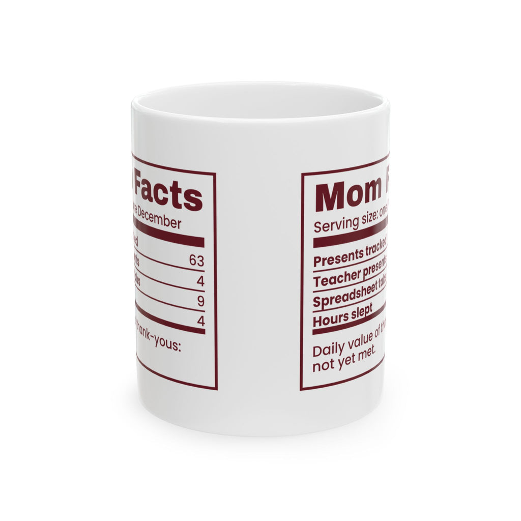 Funny Christmas Coffee Mug Mom Facts December Edition Nutrition Label