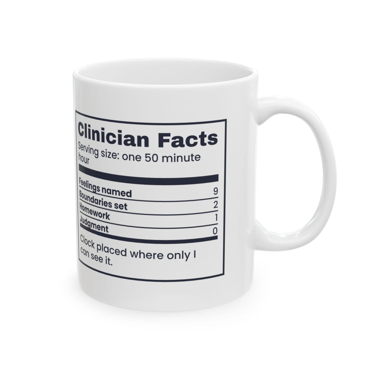 Therapist Coffee Mug Clinician Facts Nutrition Label
