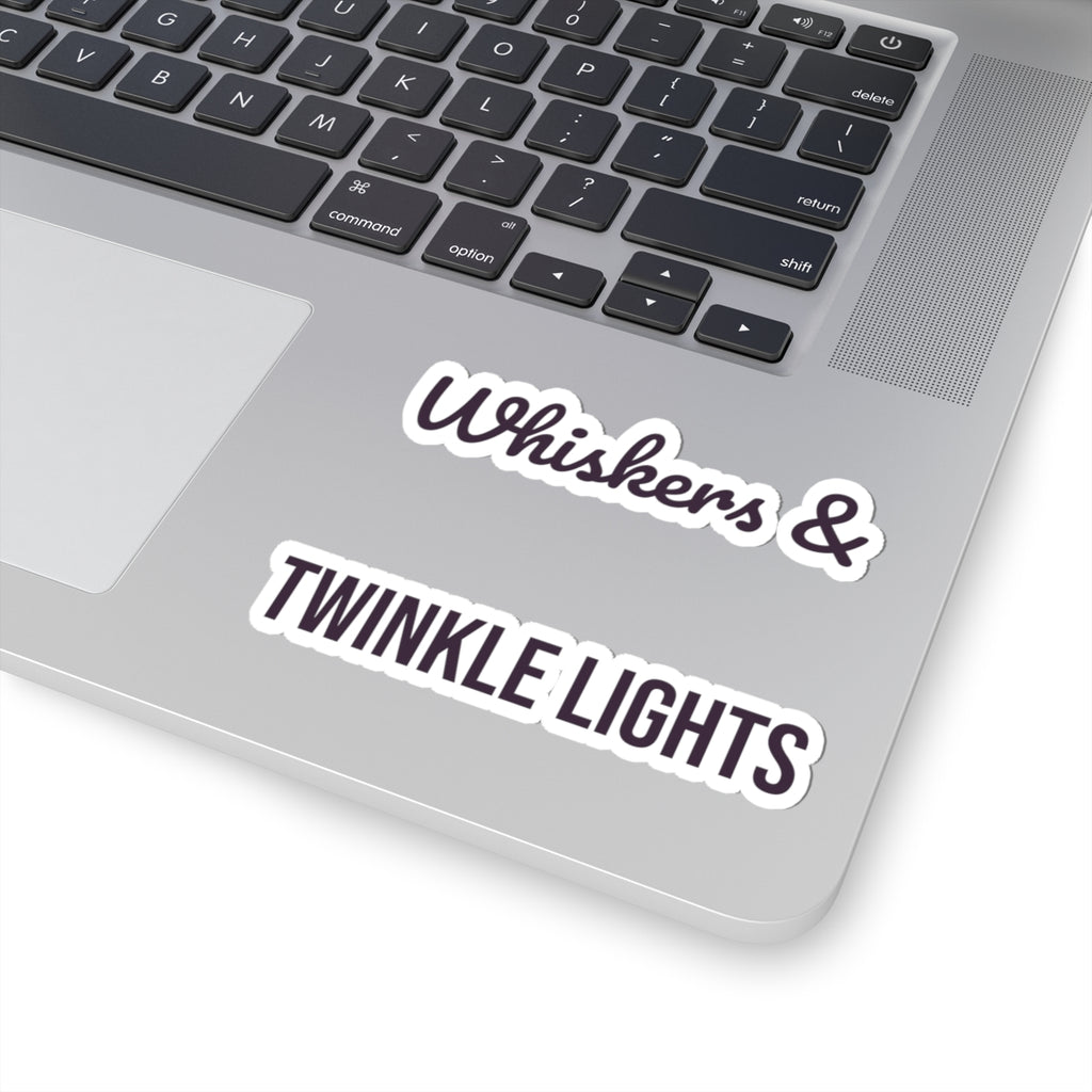 Christmas Cat Sticker Whiskers And Twinkle Lights