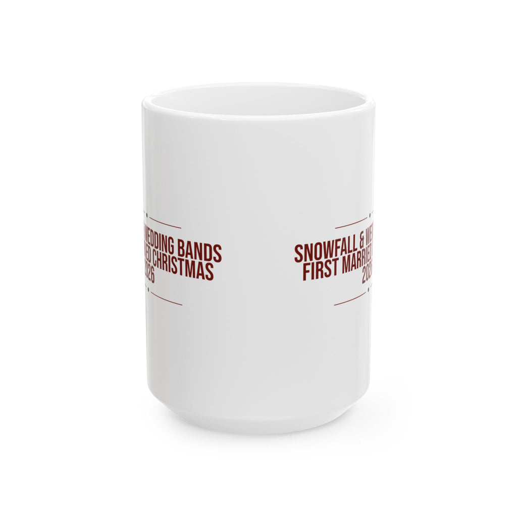 First Married Christmas Coffee Mug 2026 Snowfall And Wedding Bands