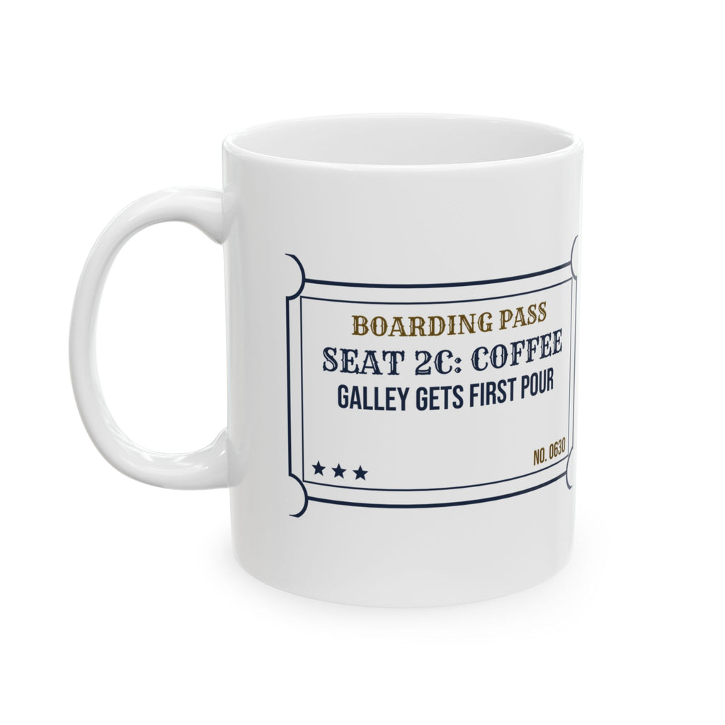Flight Attendant Coffee Mug Boarding Pass Galley Gets First Pour