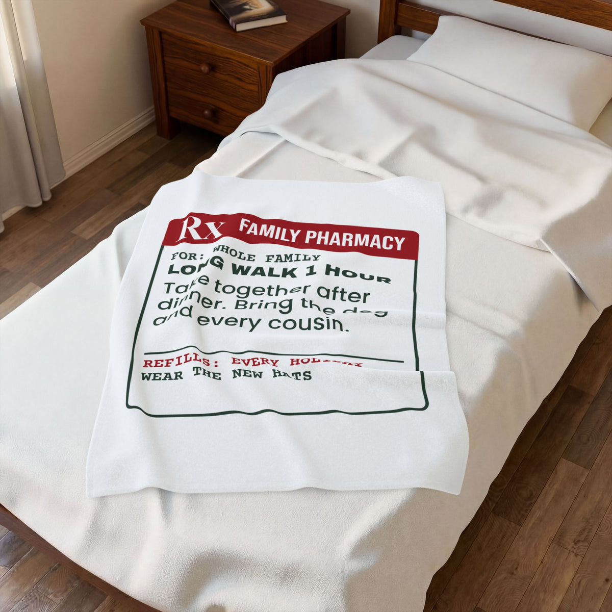 Funny Family Christmas Throw Blanket After-Dinner Walk Prescription