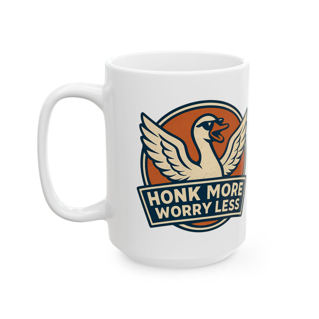 Funny Goose Honk More Worry Less Silly Bird Lover Coffee Mug