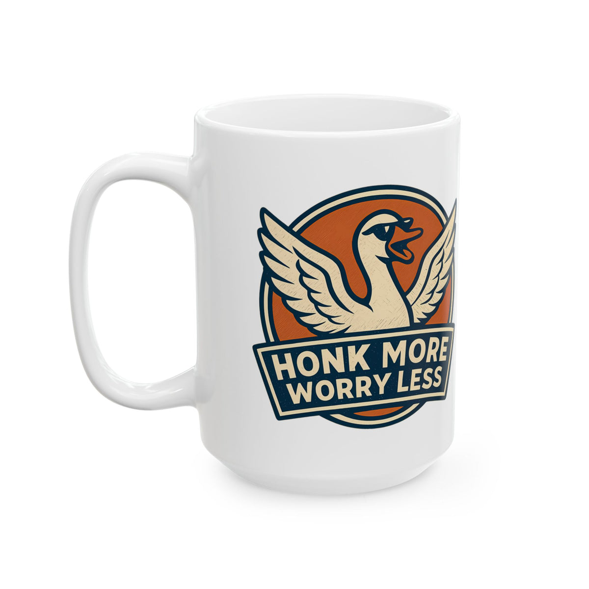 Funny Goose Honk More Worry Less Silly Bird Lover Coffee Mug