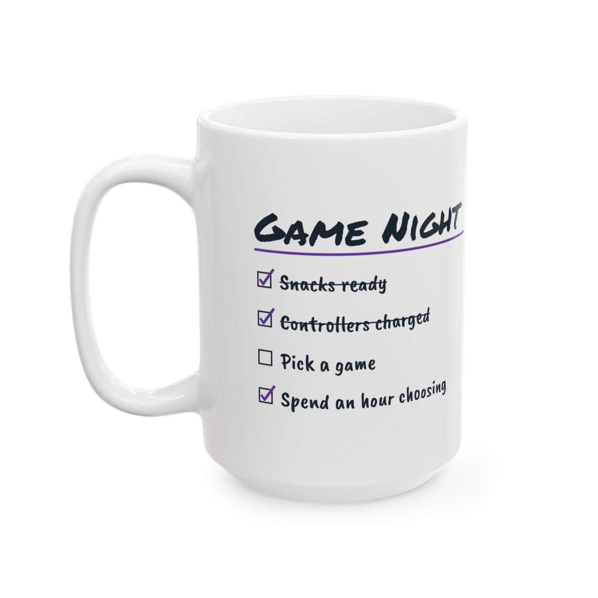 Funny Gamer Coffee Mug Game Night Checklist Spend An Hour Choosing