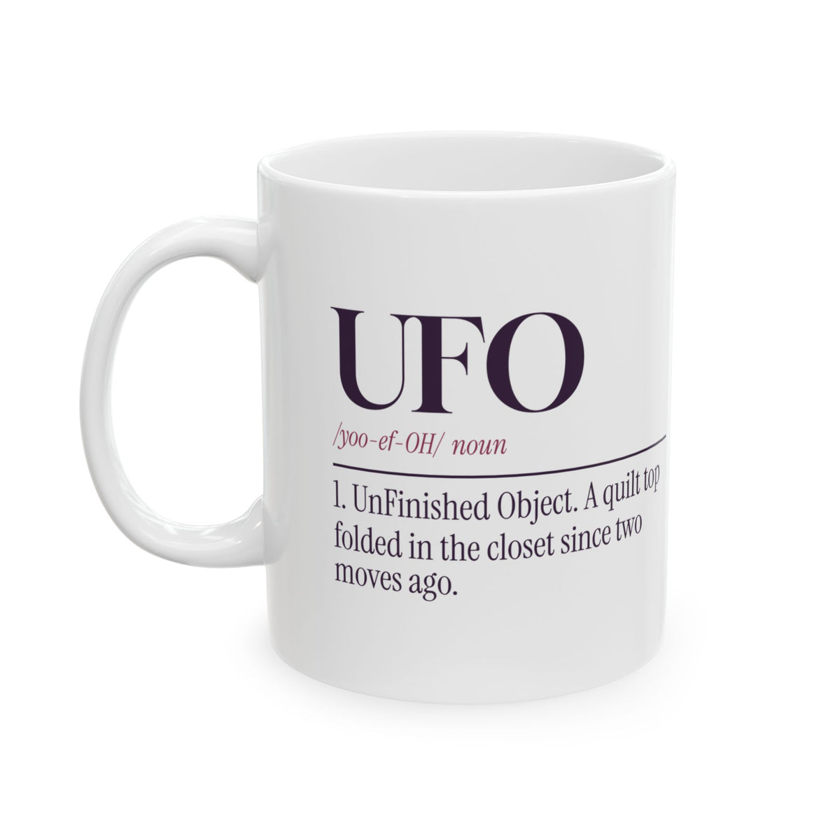 Funny Quilting Coffee Mug UFO Unfinished Object Dictionary For Quilters