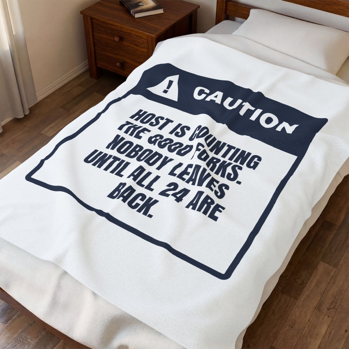 Funny Christmas Hostess Throw Blanket Counting The Good Forks Warning