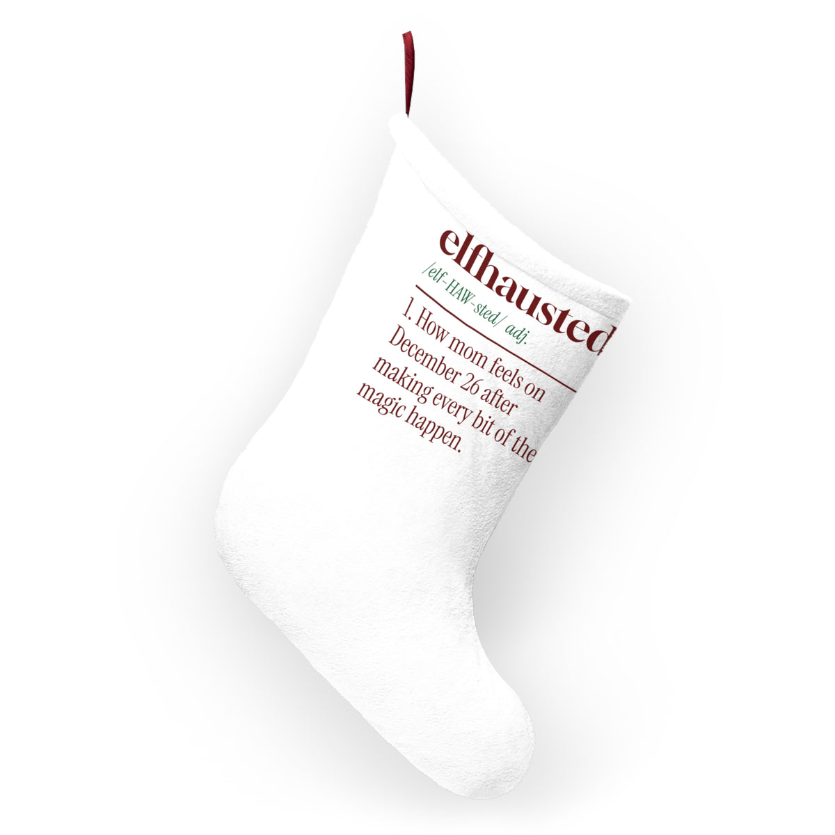 Funny Christmas Mom Christmas Stocking Elfhausted Dictionary Definition