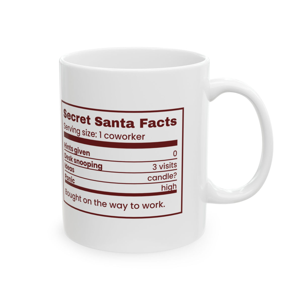 Funny Christmas Coworker Coffee Mug Secret Santa Facts Label