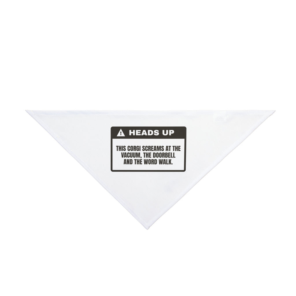 Funny Corgi Dog Bandana Screams At The Vacuum Warning For Corgi Moms