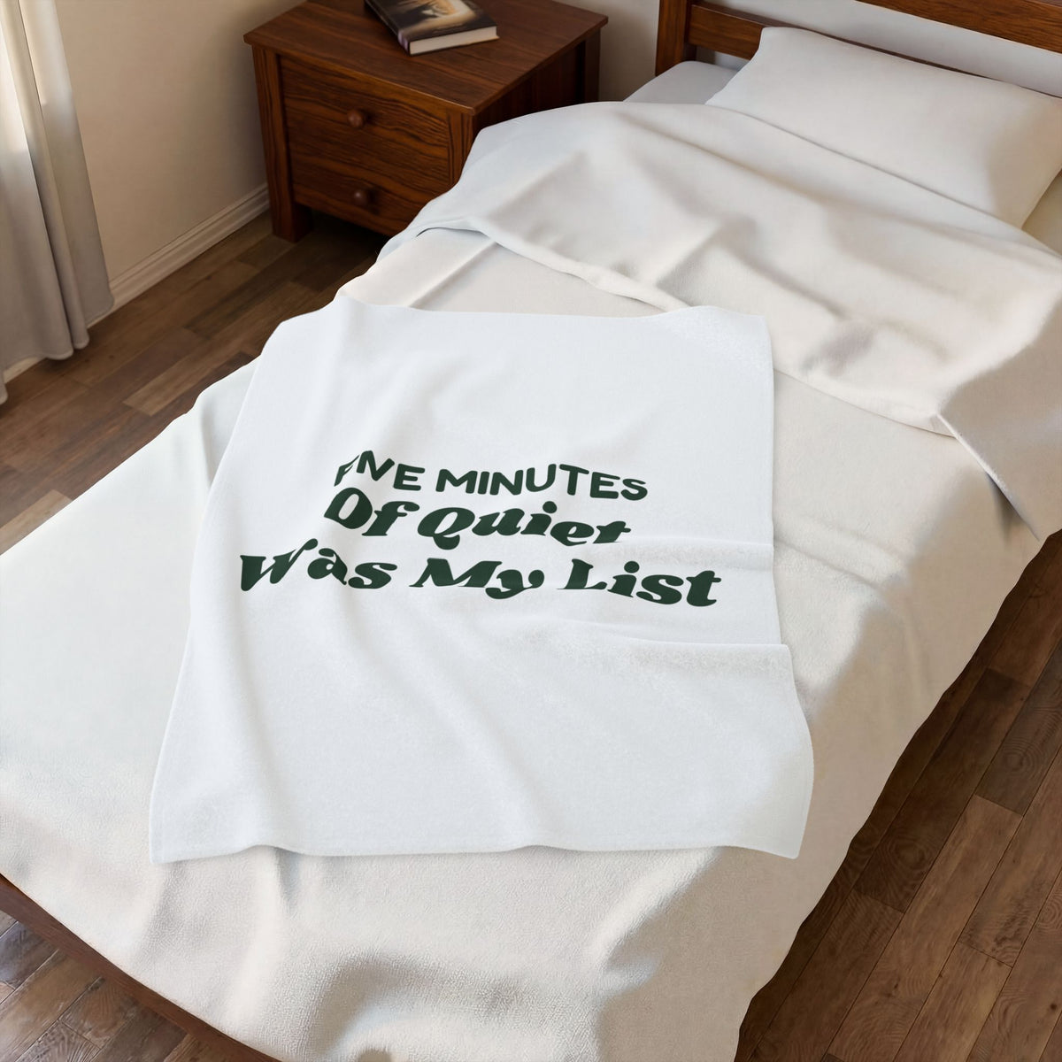 Funny Christmas Mom Throw Blanket Five Minutes Of Quiet Was My List