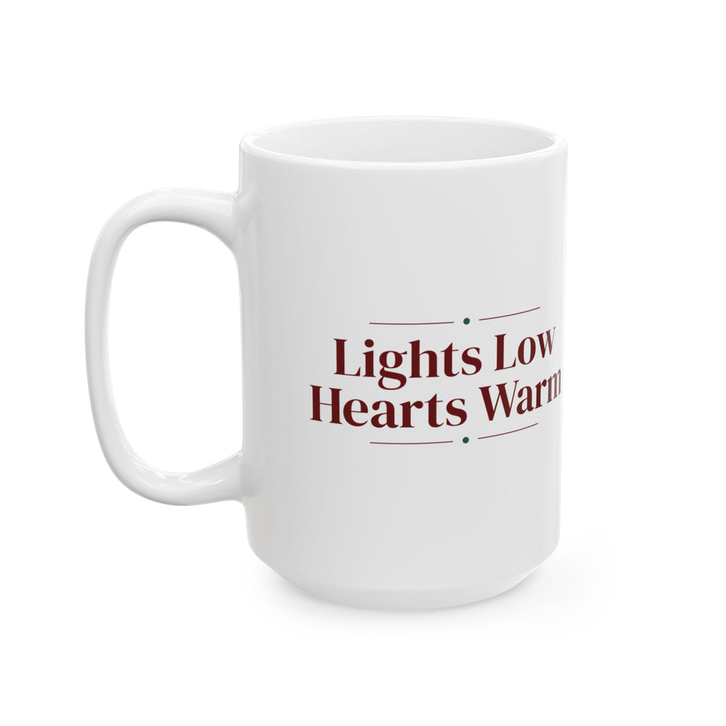 Christmas Coffee Mug Lights Low Hearts Warm Cozy Mug