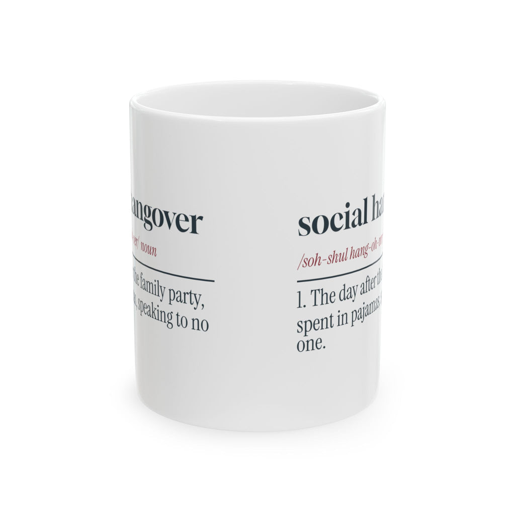 Funny Christmas Coffee Mug Social Hangover Definition For Introverts