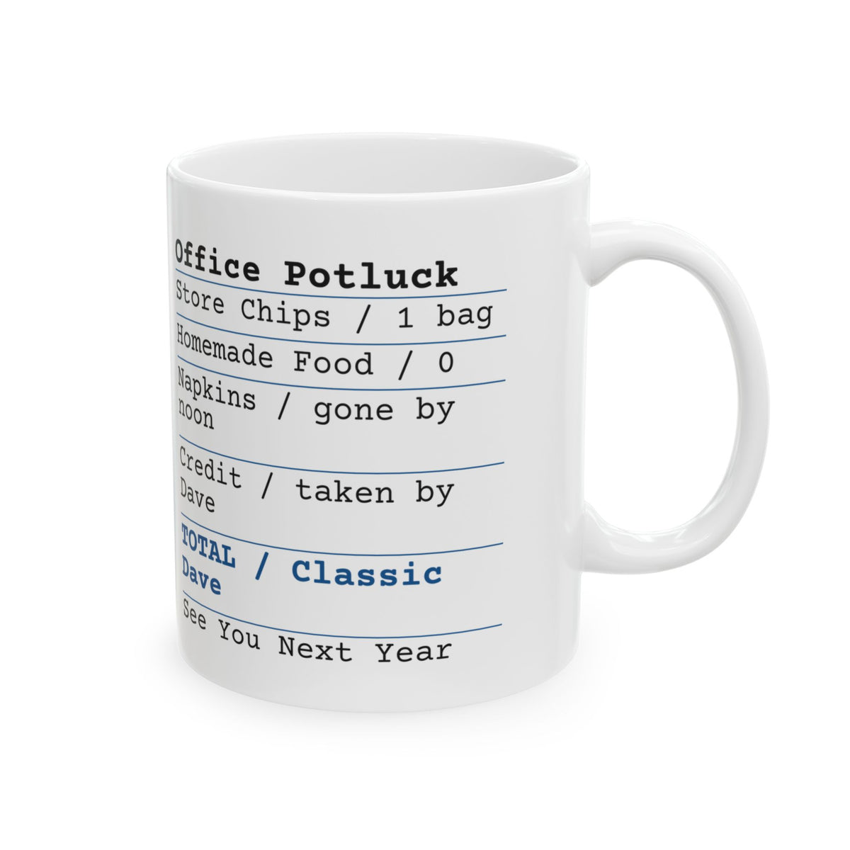 Funny Office Potluck Receipt Coffee Mug Cookout For Coworker