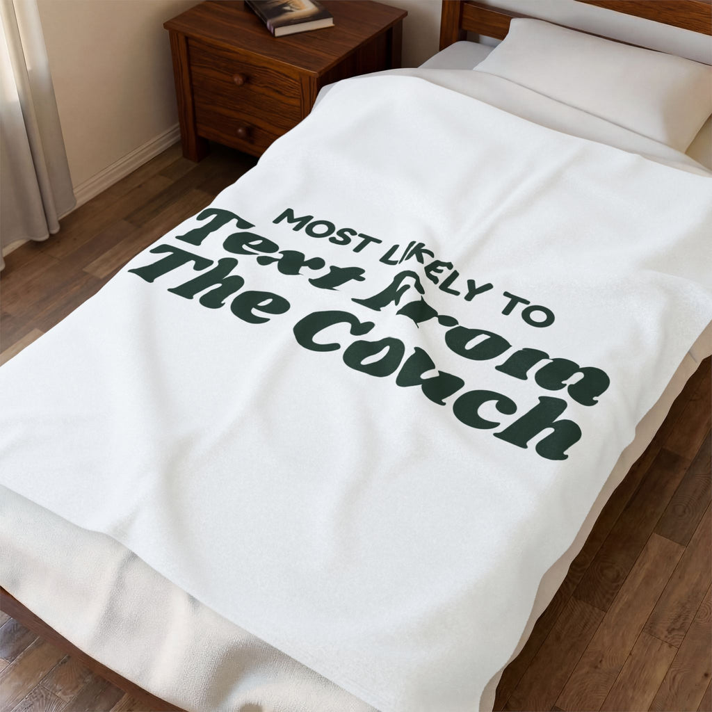 Funny Christmas Throw Blanket Most Likely To Text From The Couch Family Set