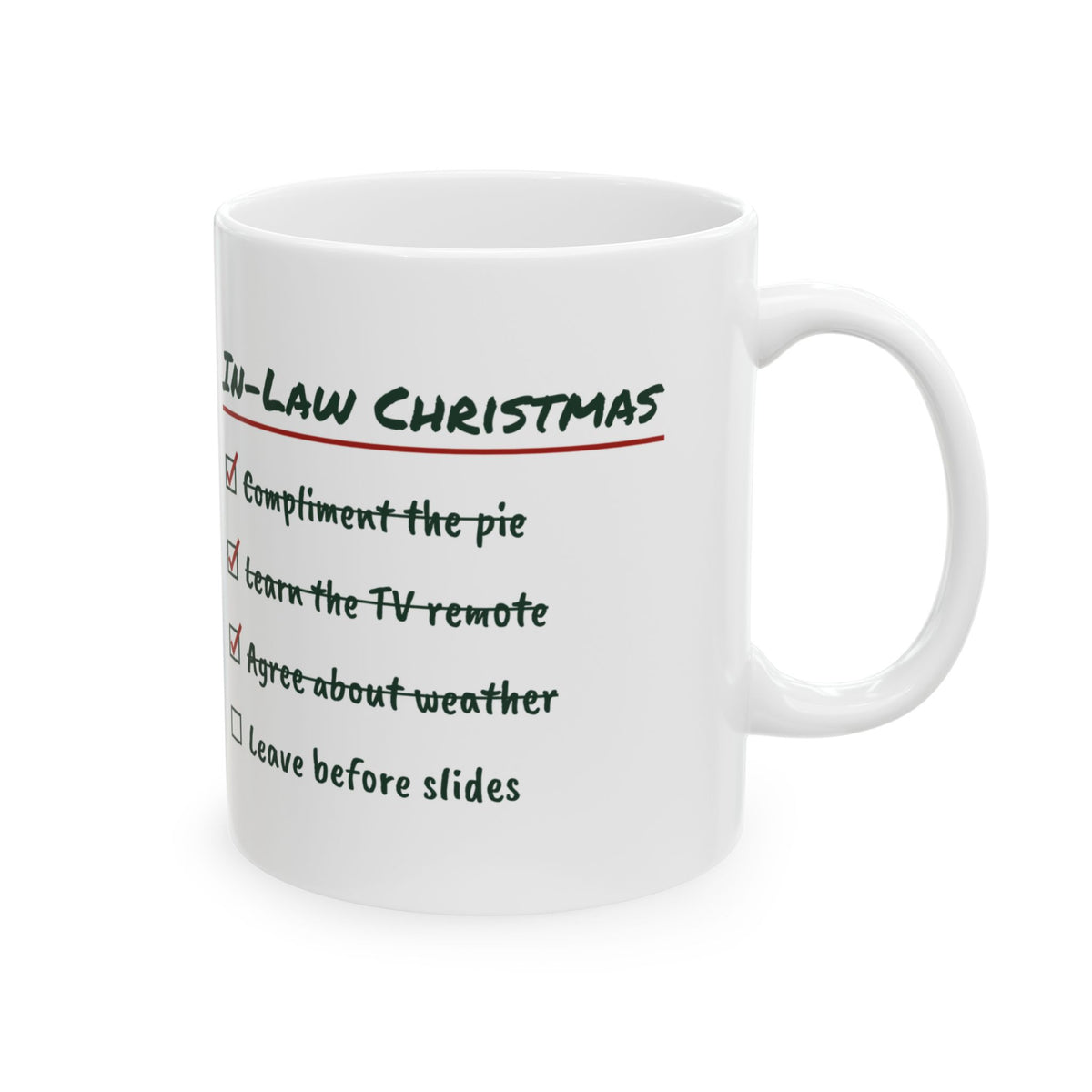 Funny In-Laws Christmas Coffee Mug In-Law Christmas Checklist