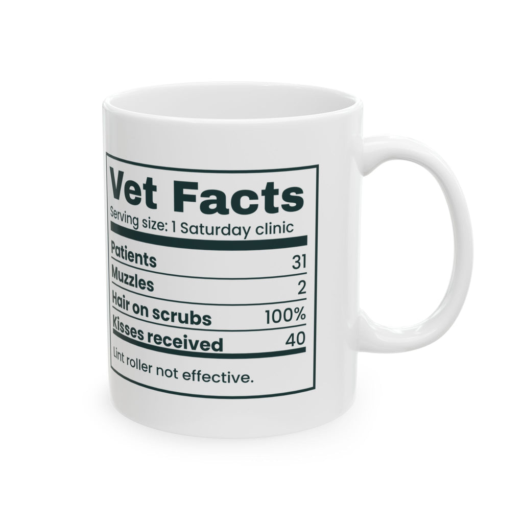 Funny Veterinarian Coffee Mug Vet Facts Nutrition Label