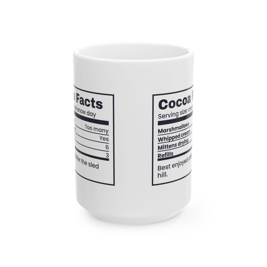 Christmas Cocoa Coffee Mug Cocoa Facts Snow Day Nutrition Label Hot