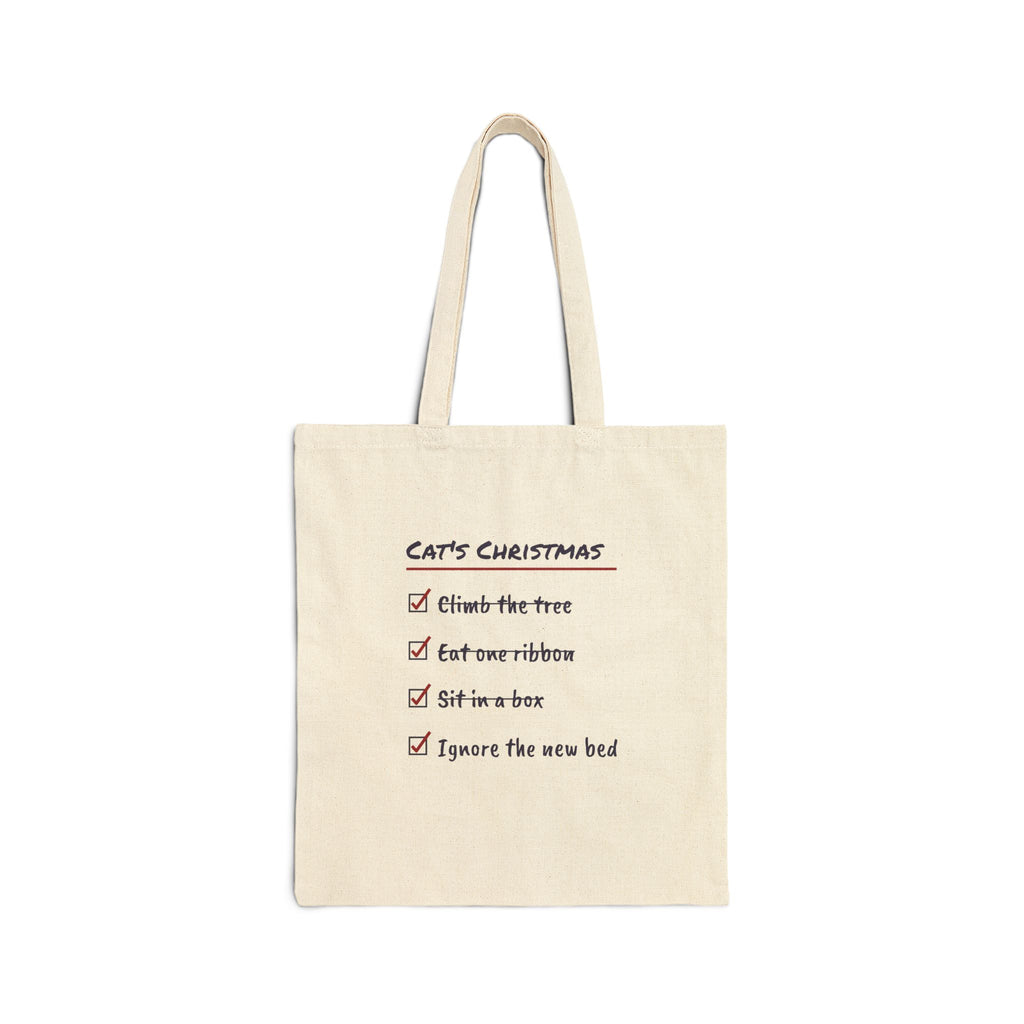 Funny Christmas Cat Tote Bag Cat's Christmas Checklist