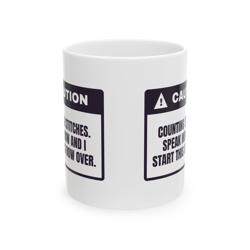 Funny Knitter Coffee Mug Counting Stitches Please Hold Warning