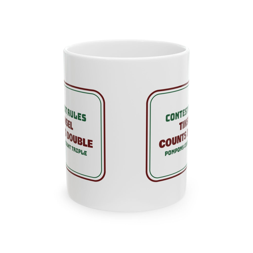 Funny Ugly Sweater Coffee Mug Tinsel Counts Double Contest Rules