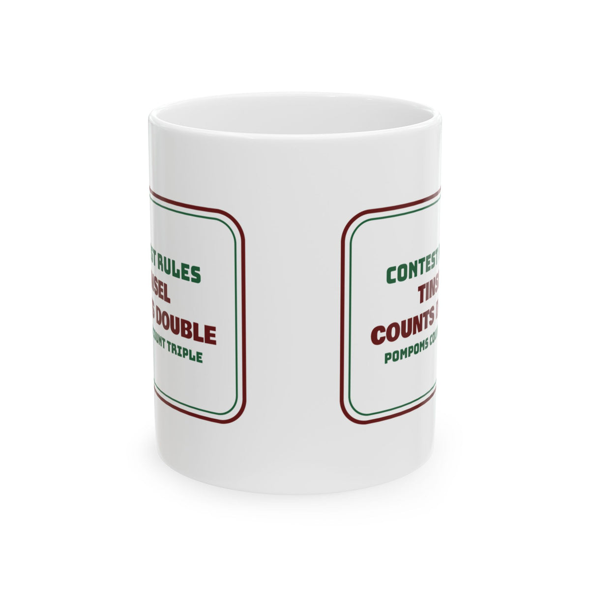 Funny Ugly Sweater Coffee Mug Tinsel Counts Double Contest Rules