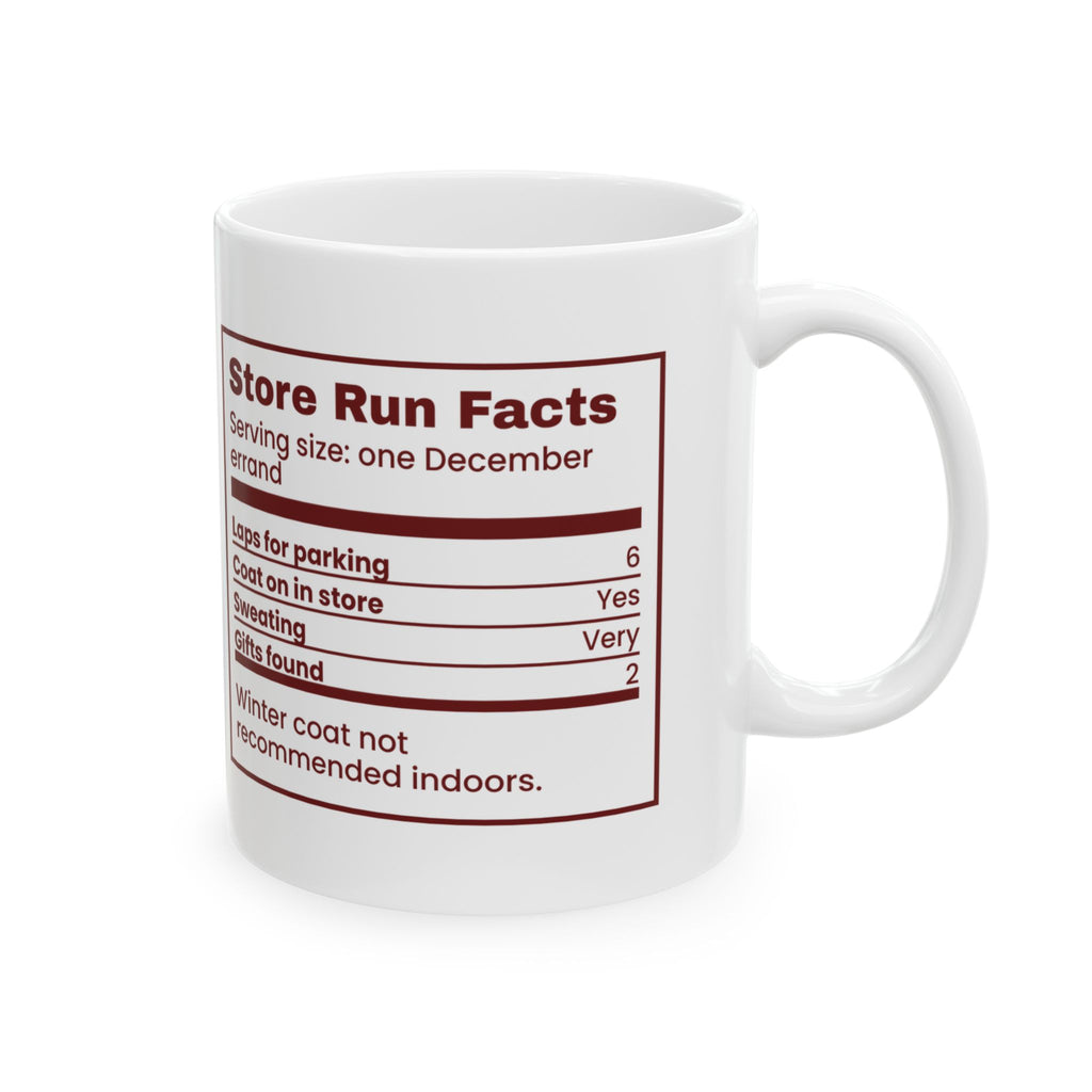 Funny Christmas Shopping Coffee Mug Store Run Facts Nutrition Label