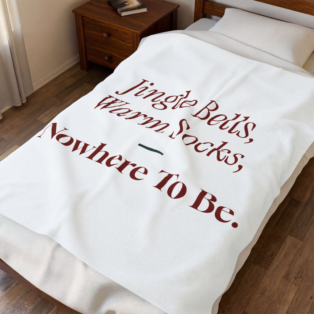 Cozy Christmas Throw Blanket Jingle Bells Warm Socks Nowhere To Be