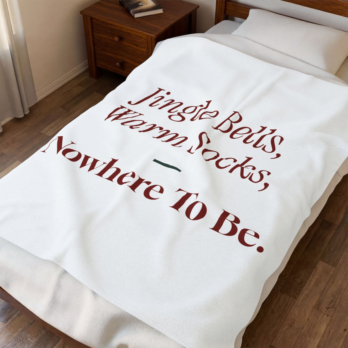 Cozy Christmas Throw Blanket Jingle Bells Warm Socks Nowhere To Be