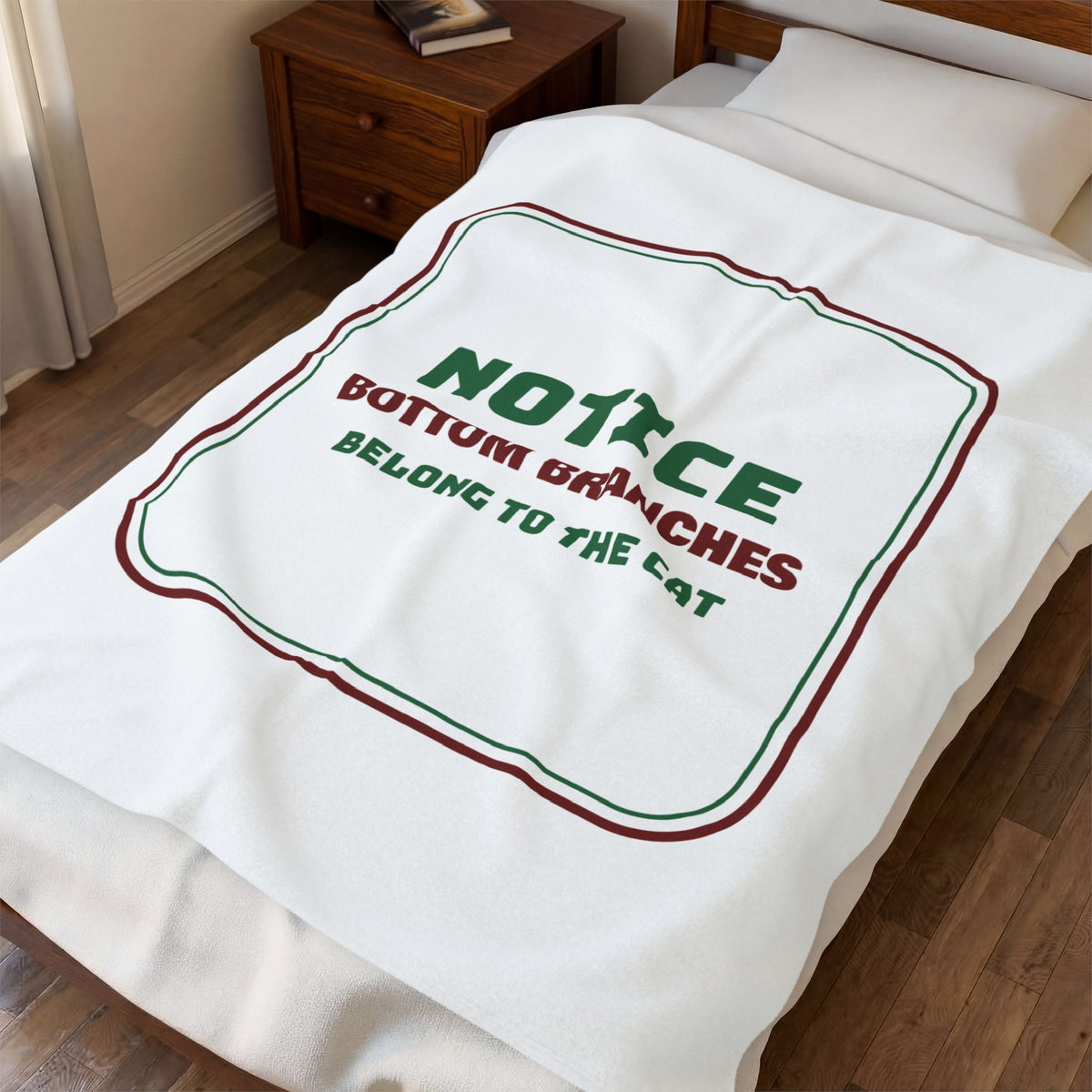 Funny Christmas Cat Throw Blanket Bottom Branches Belong To The Cat
