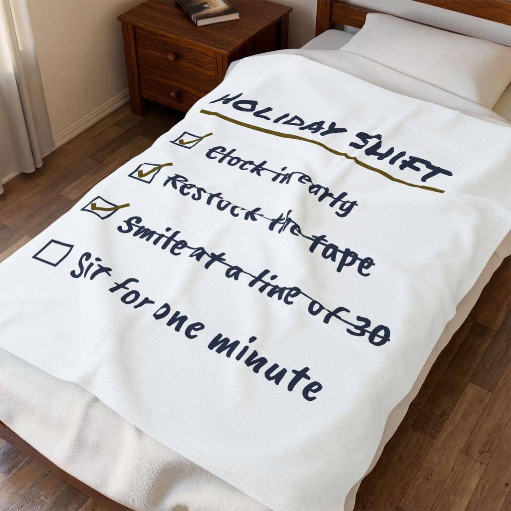 Funny Retail Christmas Throw Blanket Holiday Shift Checklist For Cashiers