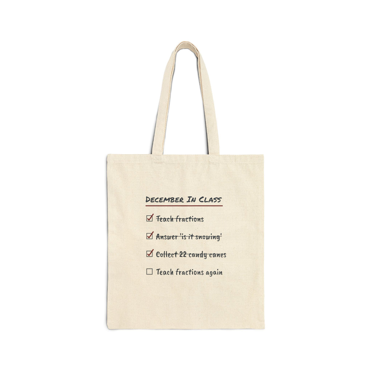 Funny Teacher Christmas Tote Bag December In Class Checklist