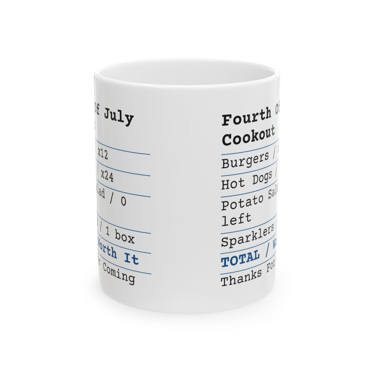Funny Cookout Receipt Coffee Mug Fourth Of July For Host