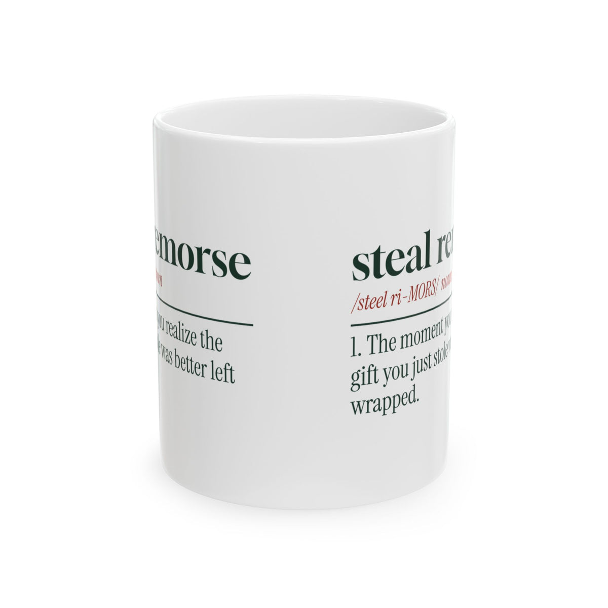 Funny White Elephant Coffee Mug Steal Remorse Dictionary Definition