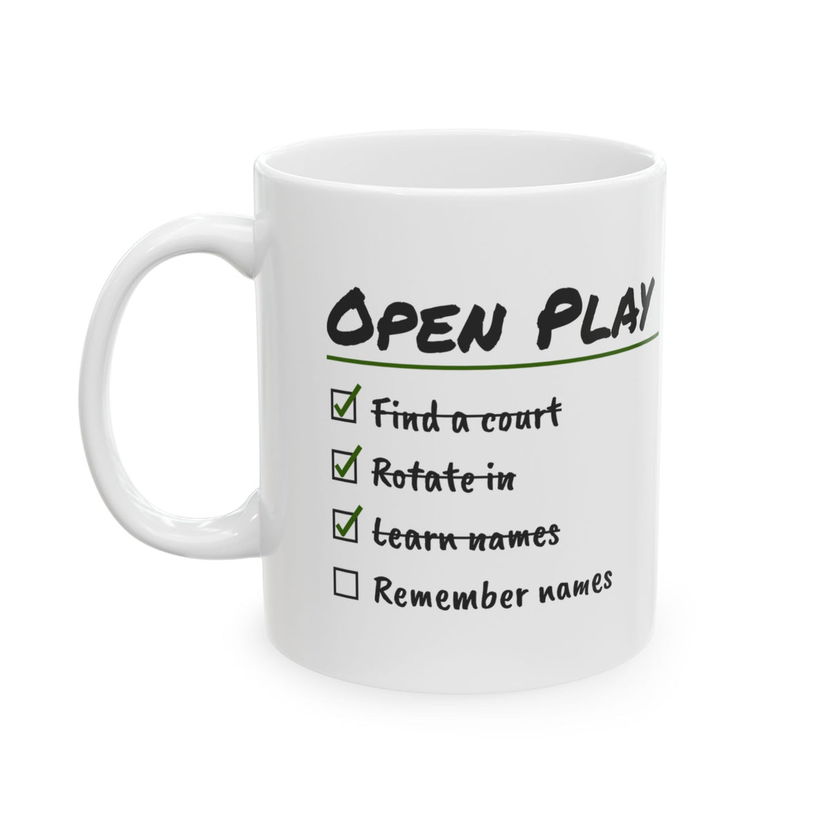 Pickleball Coffee Mug Open Play Checklist Forgot Names