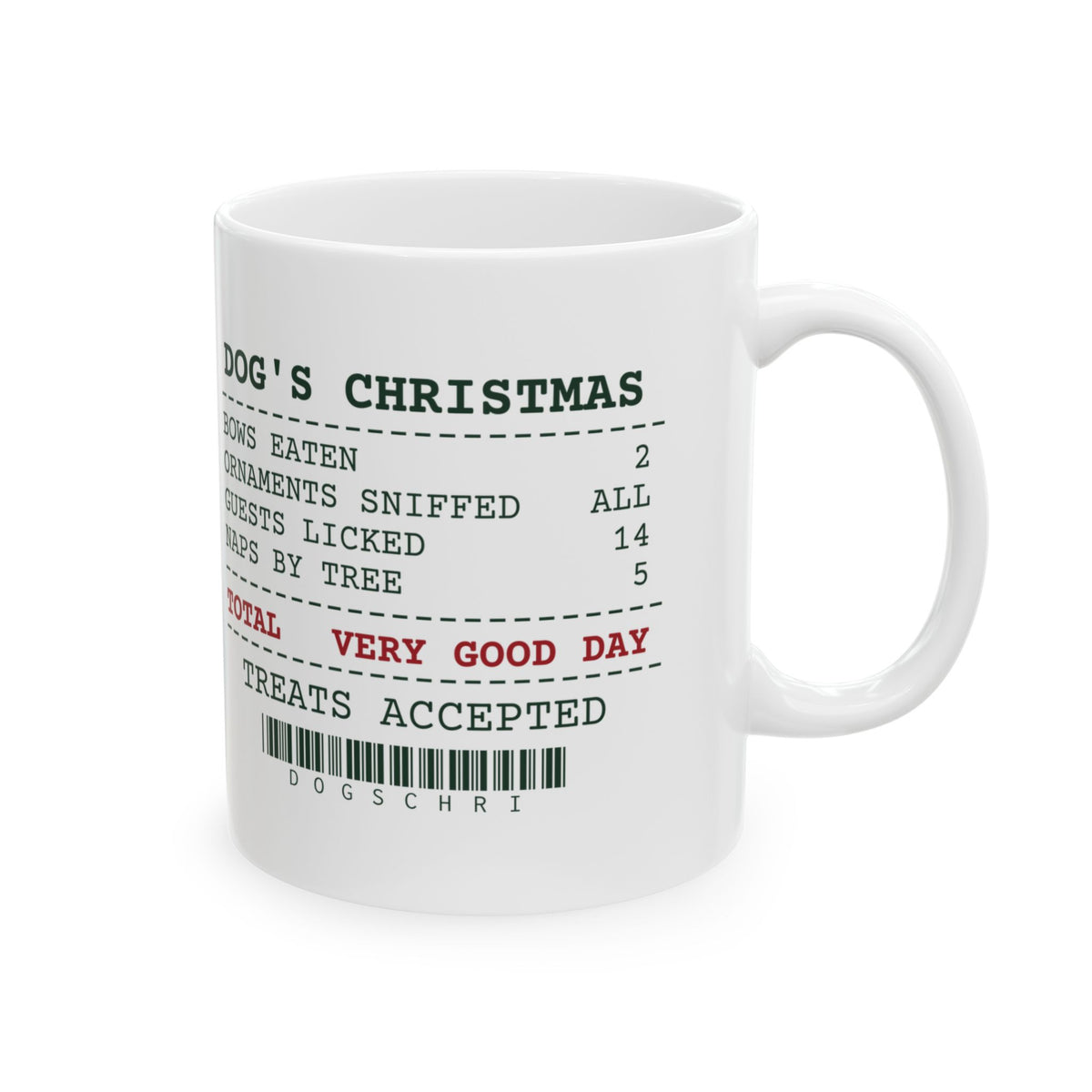 Funny Christmas Dog Coffee Mug Dog's Christmas Receipt For Dog Lovers
