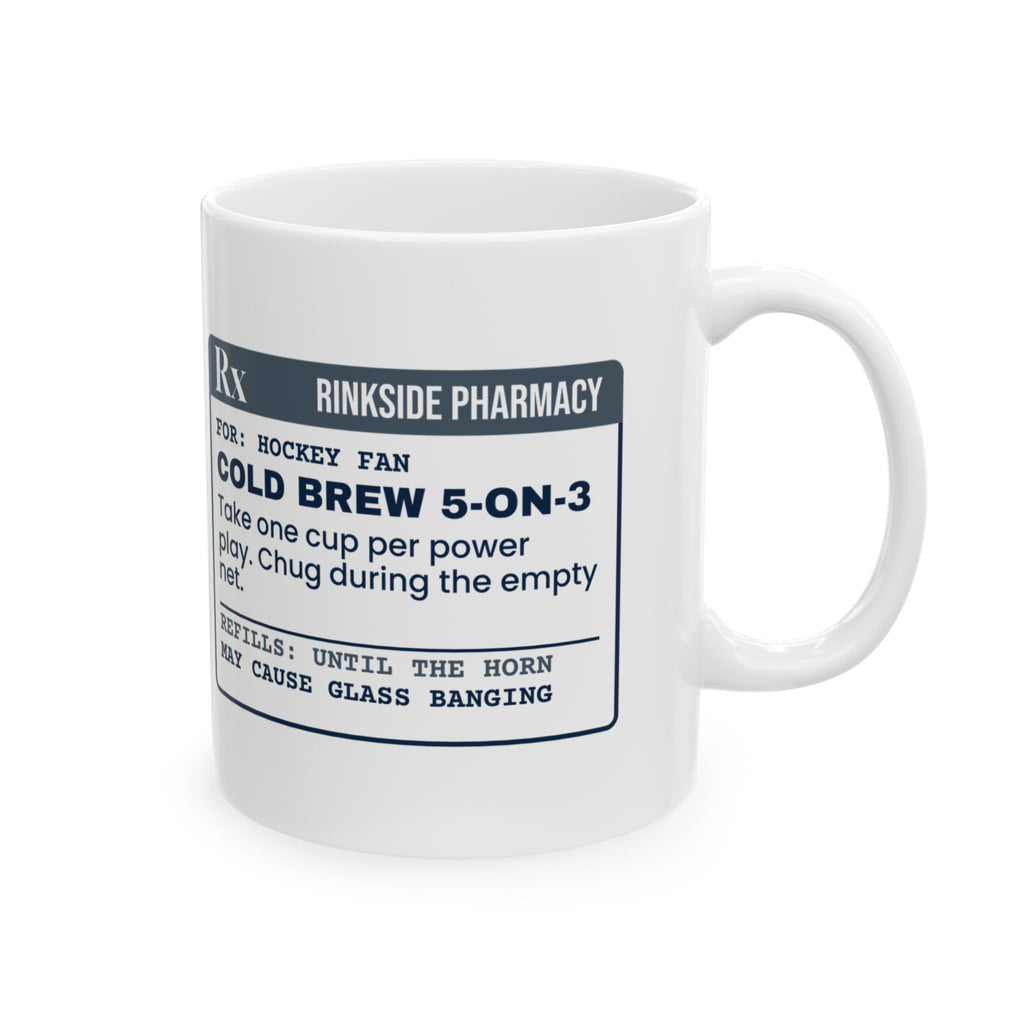 Funny Hockey Coffee Mug Cold Brew 5 On 3 Prescription For Hockey Fans