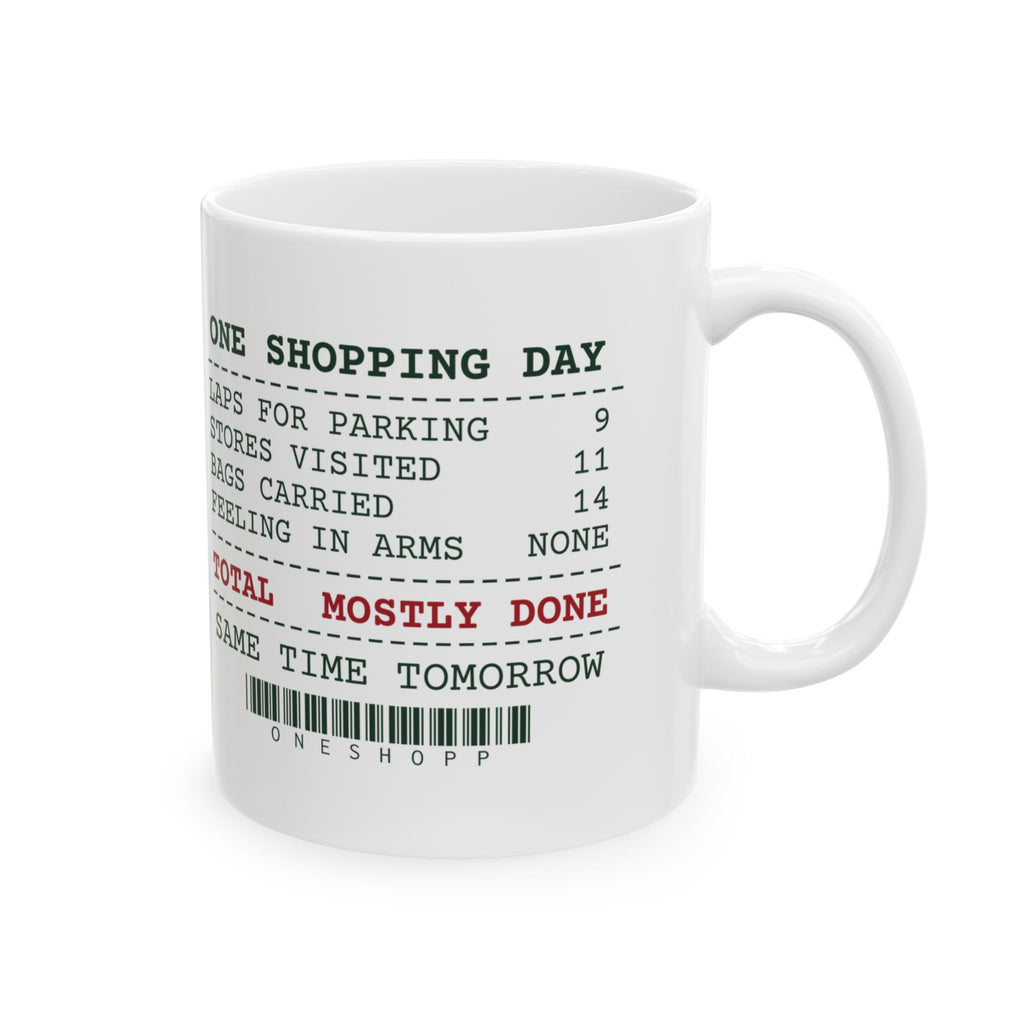 Funny Christmas Shopping Coffee Mug Bags Carried Receipt For Shoppers
