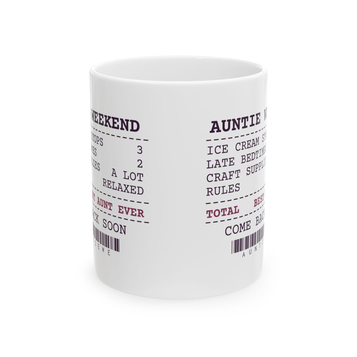 Funny Aunt Coffee Mug Ice Cream Stops 3 Late Bedtimes 2 Receipt