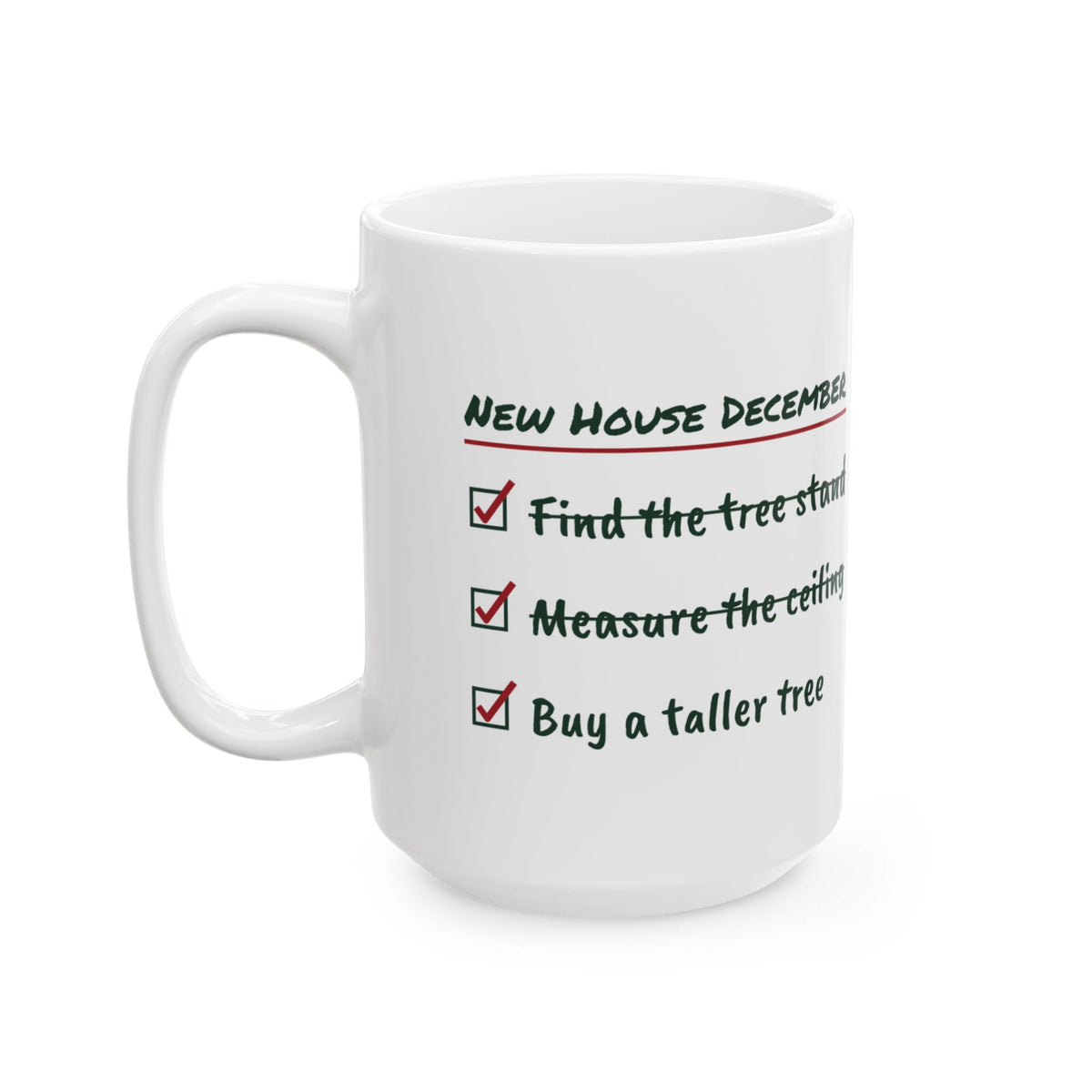 Funny New Home Christmas Coffee Mug Measure The Ceiling Checklist